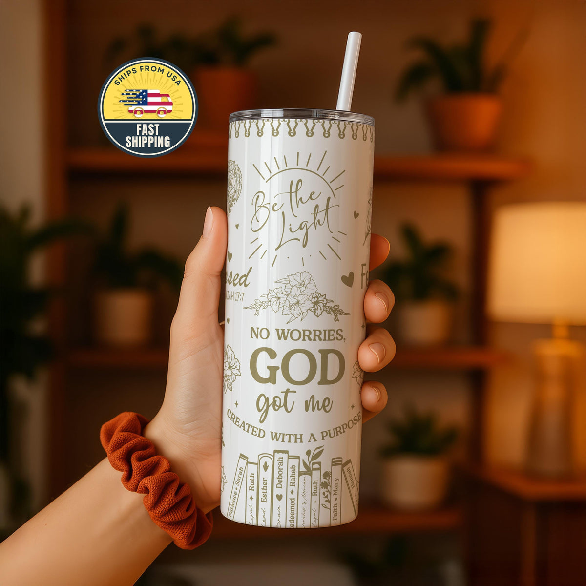 God Got Me Tumbler, No Worries God Got Me Tumbler With Straw, Religious Affirmation Tumbler