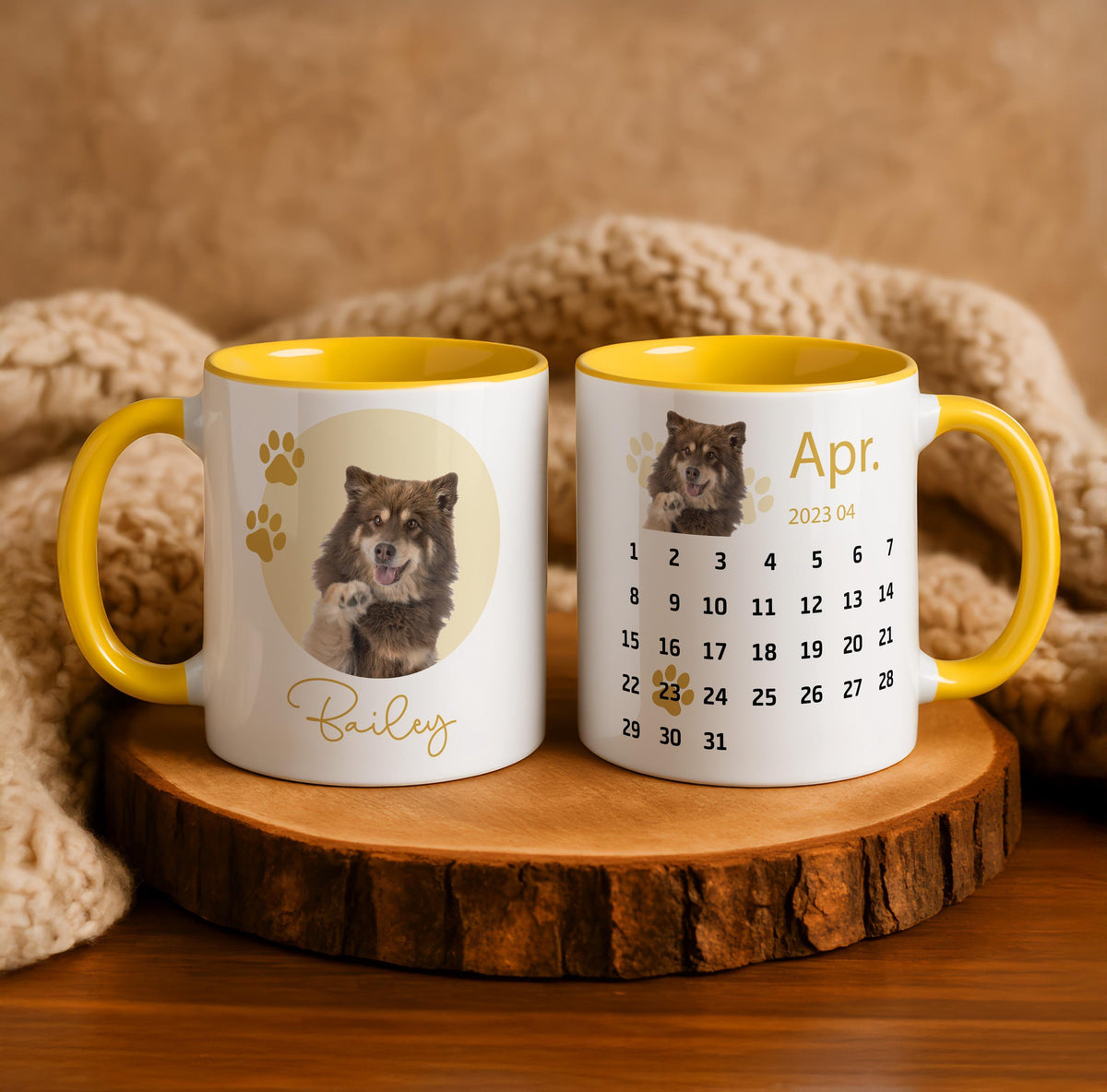 Personalized Pet Birthday Calendar Mug, Custom Gotcha Day Dog Portrait Cup, Dog Photo Mug, Dog Lover Mom Present, Adoption Anniversary Gift