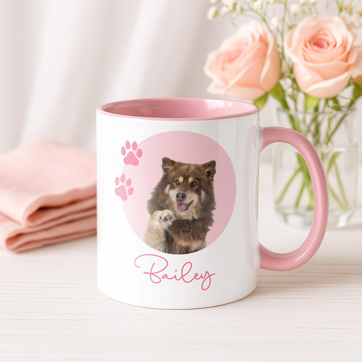 Personalized Pet Birthday Calendar Mug, Custom Gotcha Day Dog Portrait Cup, Dog Photo Mug, Dog Lover Mom Present, Adoption Anniversary Gift