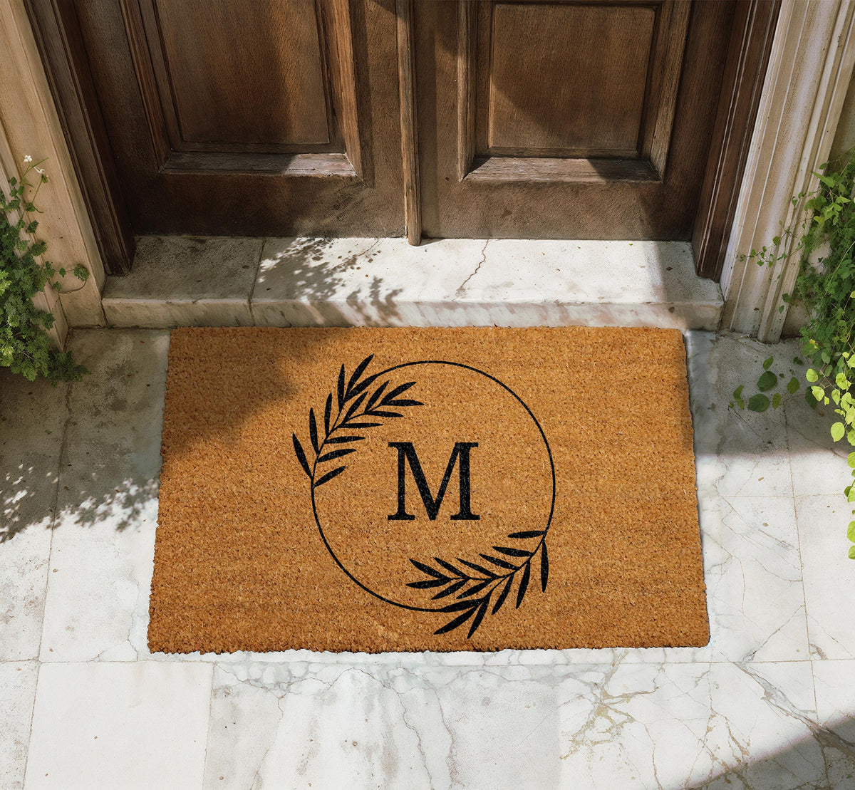 Personalized Natural Coir Monogram Doormat, Custom Family Name Welcome Mat