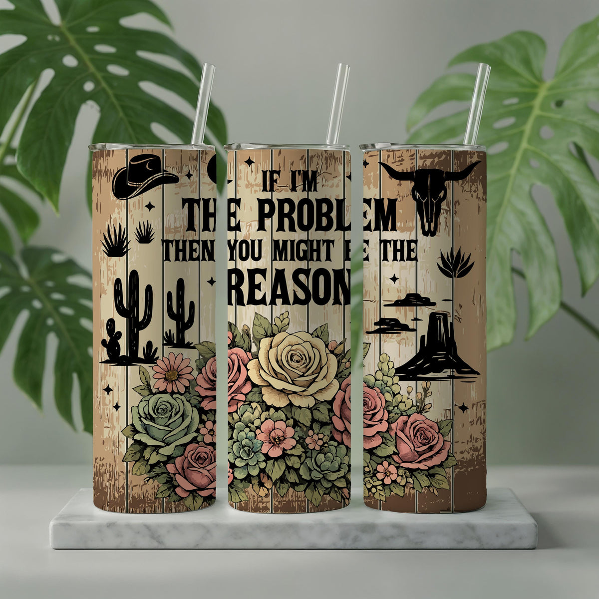 Sarcastic Cowgirl Tumbler, Western Floral Quote Cup, Funny Country Girl Stainless Steel