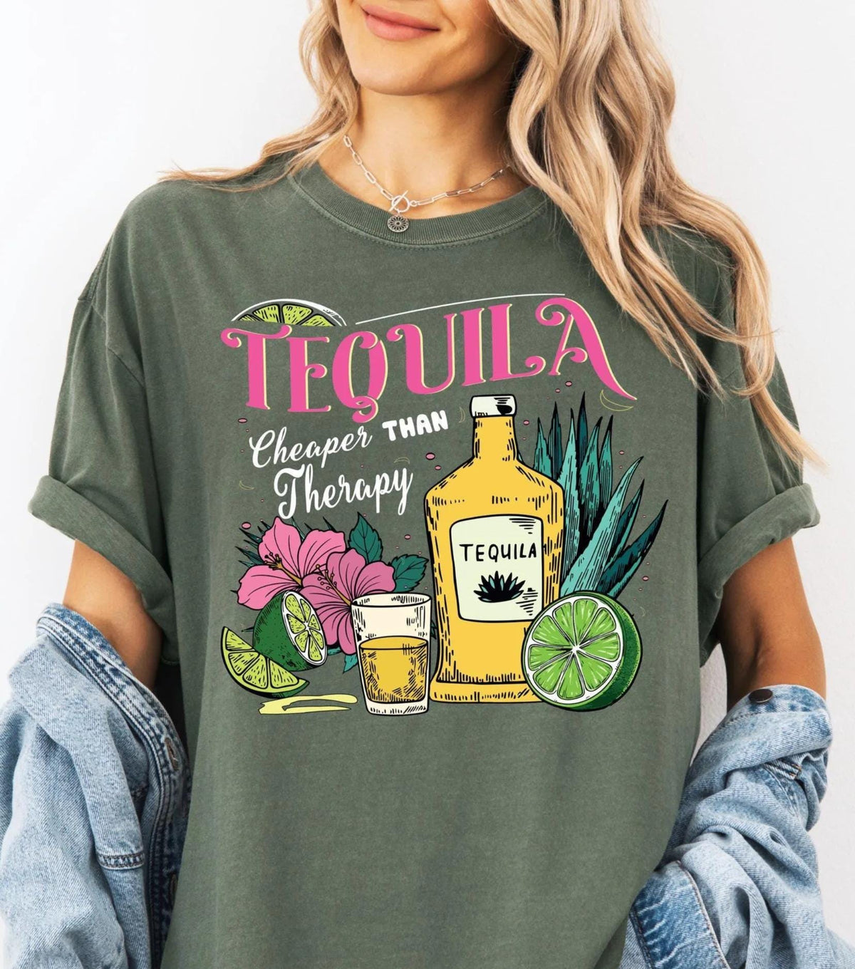 Comfort Colors® Tequila Cheaper than Therapy Shirt, Cinco de Mayo T-shirt, Vintage Summer Tee