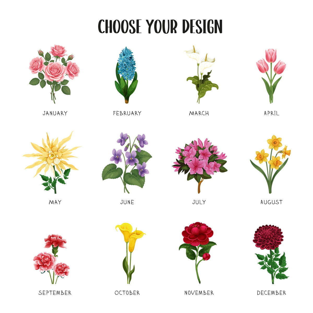 Custom Birth Flower Name Tumbler, Personalized Stainless Steel Travel Mug