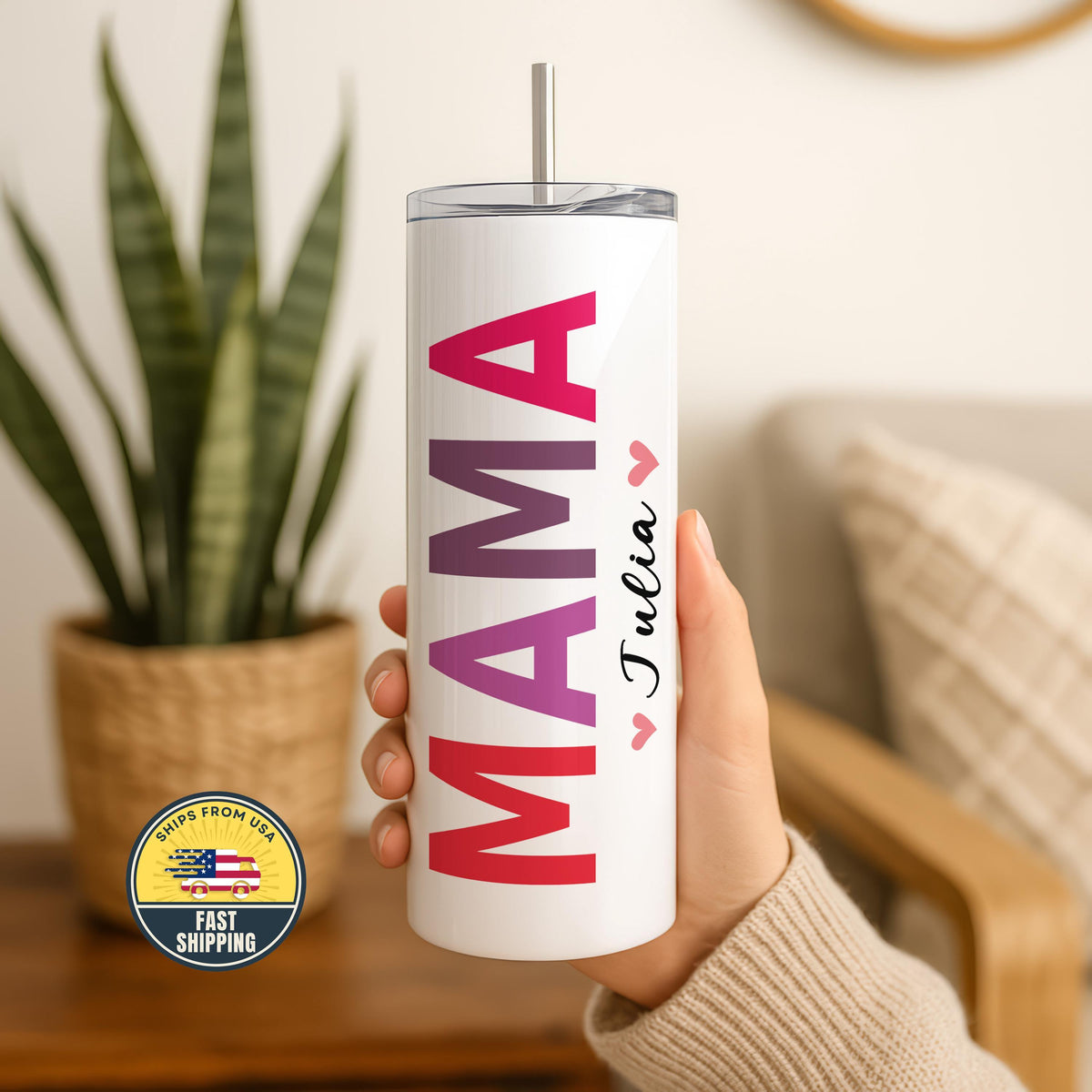 Personalized Mama Tumbler, Custom Mama Cup with Straw, Personalized Mother’s Day Gift
