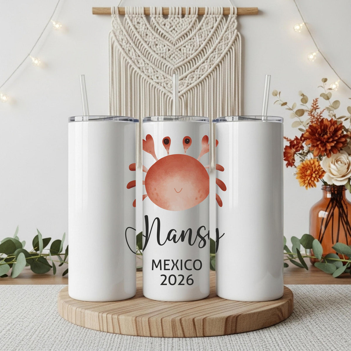 Custom Name Summer Vacation Tumbler, Beach Bachelorette Party Favors