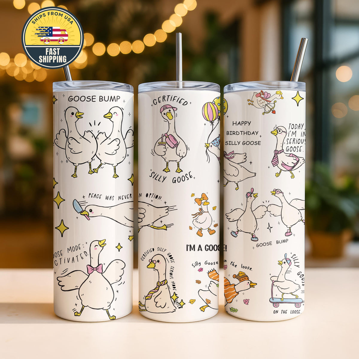 Funny Goose Tumbler, Goose Drinkware, Goose Coffee Cup, Everything Is Fine Cup, Coworker Gift