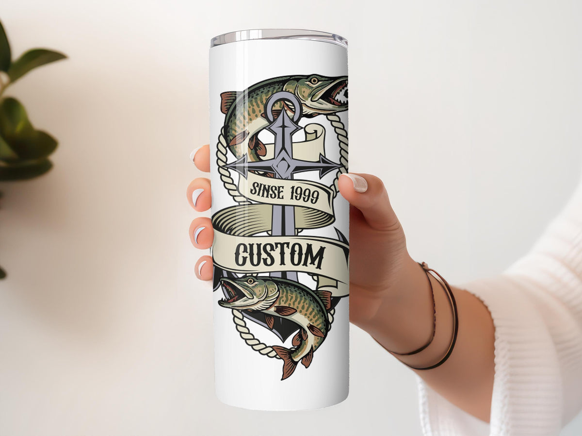 Personalized Fishing Tumbler With Straw, Custom Angler Coffee Tumbler, Outdoorsmen Gift For Him