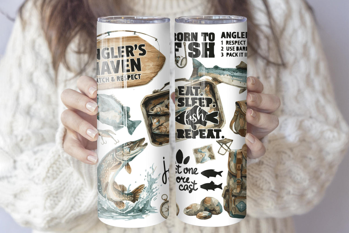 Eat Sleep Fish Repeat Coffee Tumbler, Fishing Insulated Cup, Fishermen Adventure Gift
