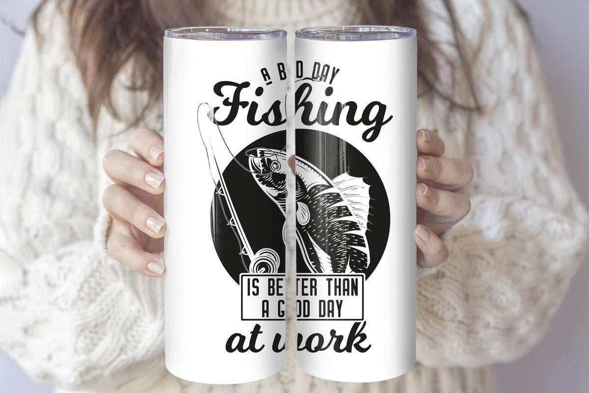 A Bad Day Fishing Is Better Than Work Cup, Angler Dad Coffee Tumbler, Fisherman Gift Idea