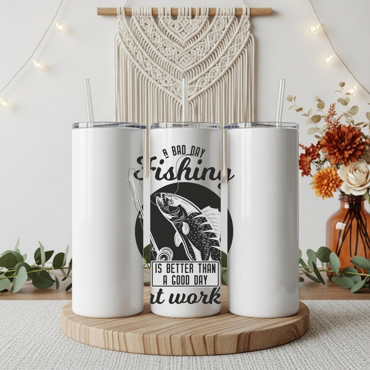 A Bad Day Fishing Is Better Than Work Cup, Angler Dad Coffee Tumbler, Fisherman Gift Idea