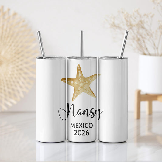 Custom Name Summer Vacation Tumbler, Beach Bachelorette Party Favors