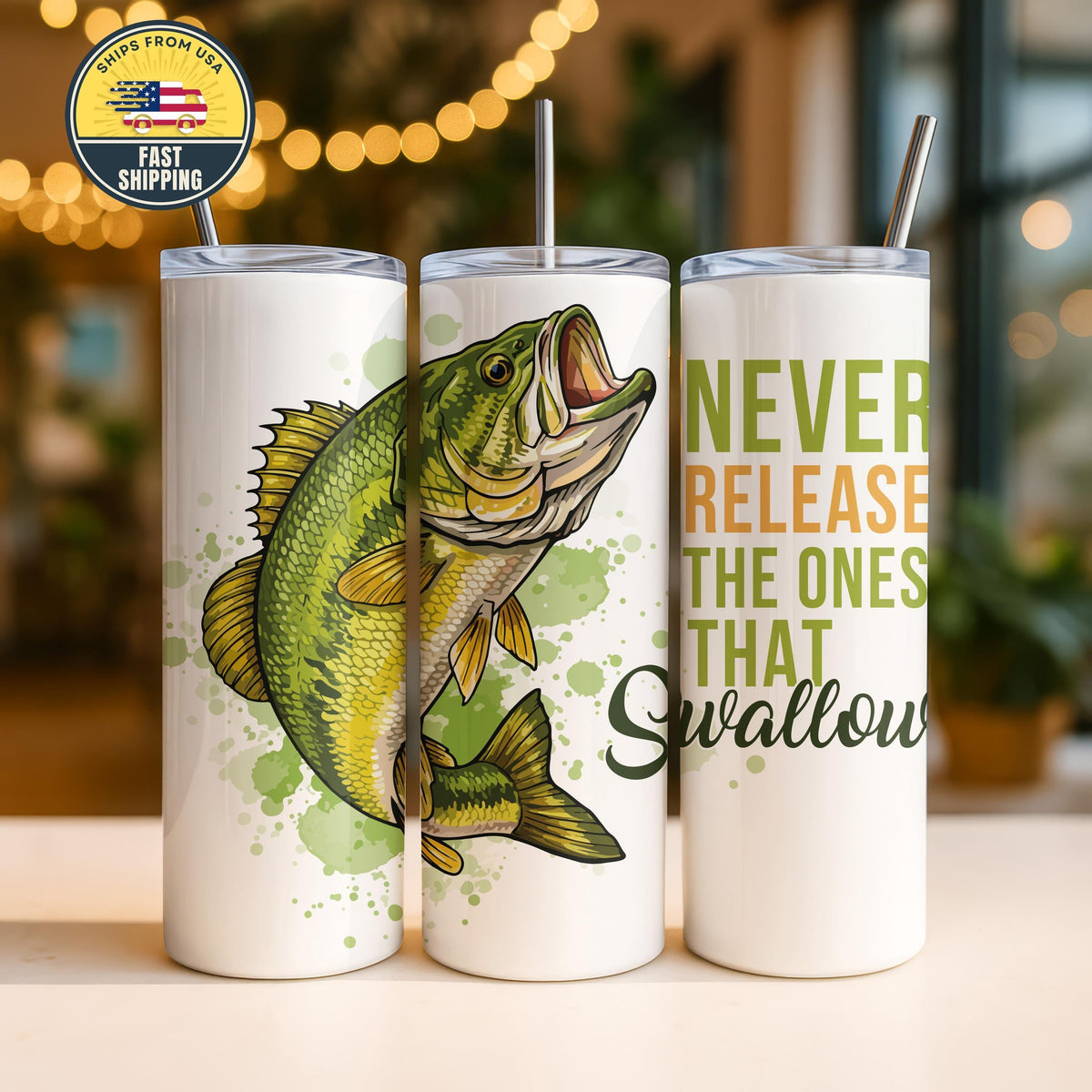 Never Release The Ones That Swallow Tumbler, Fisherman Drinkware, Fishing Tumbler for Fishermen