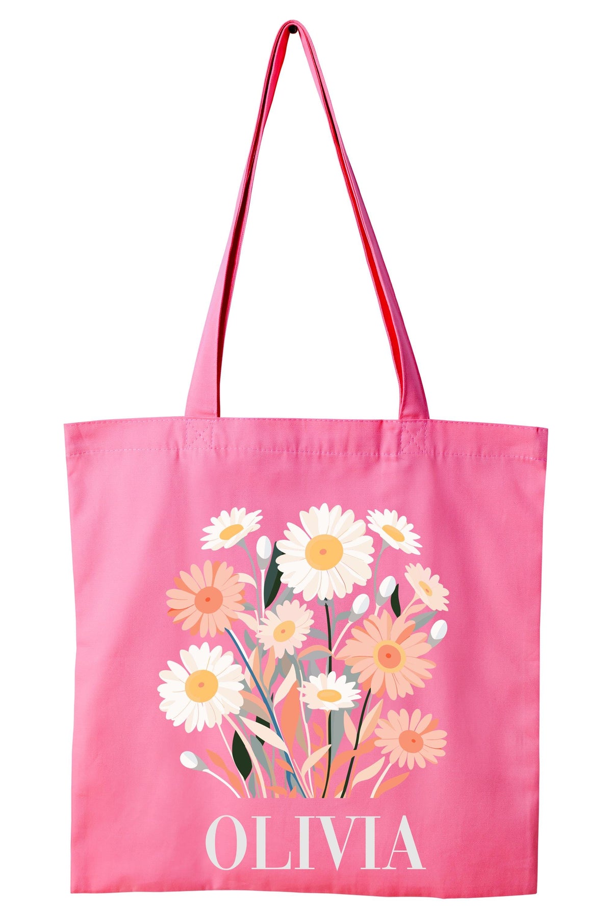 Personalized Birth Flower Tote Bag, Floral Birthday Gift Tote, Mother's Day Gift Tote Bag