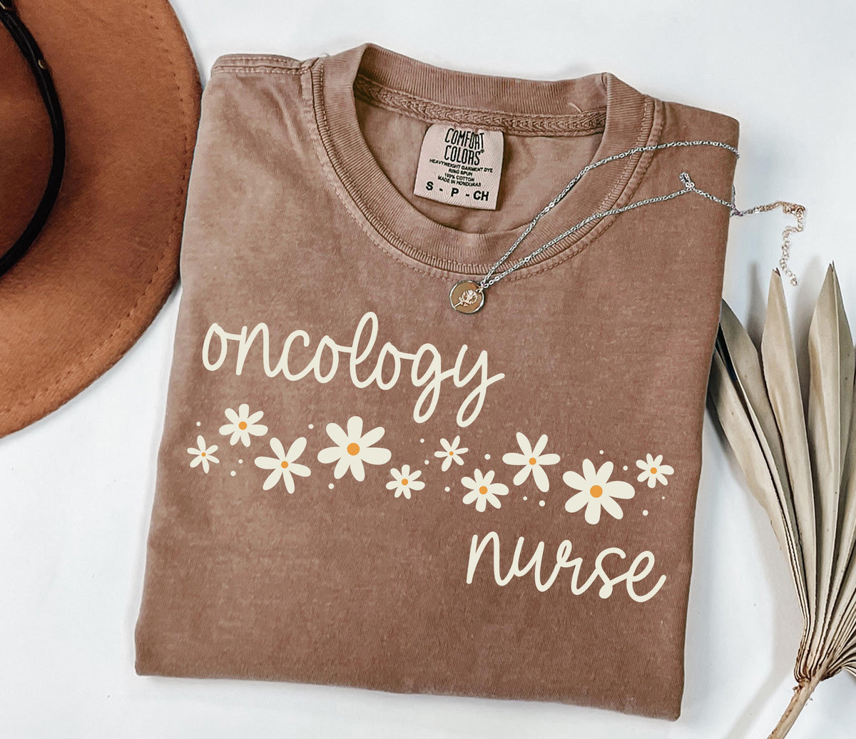 Oncology Nurse Comfort Colors® Shirt, Floral Cancer Nurse T-shirt, Daisy Flowers Nursing Tee, Cancer Awareness Crewneck, ONC Graduation Gift