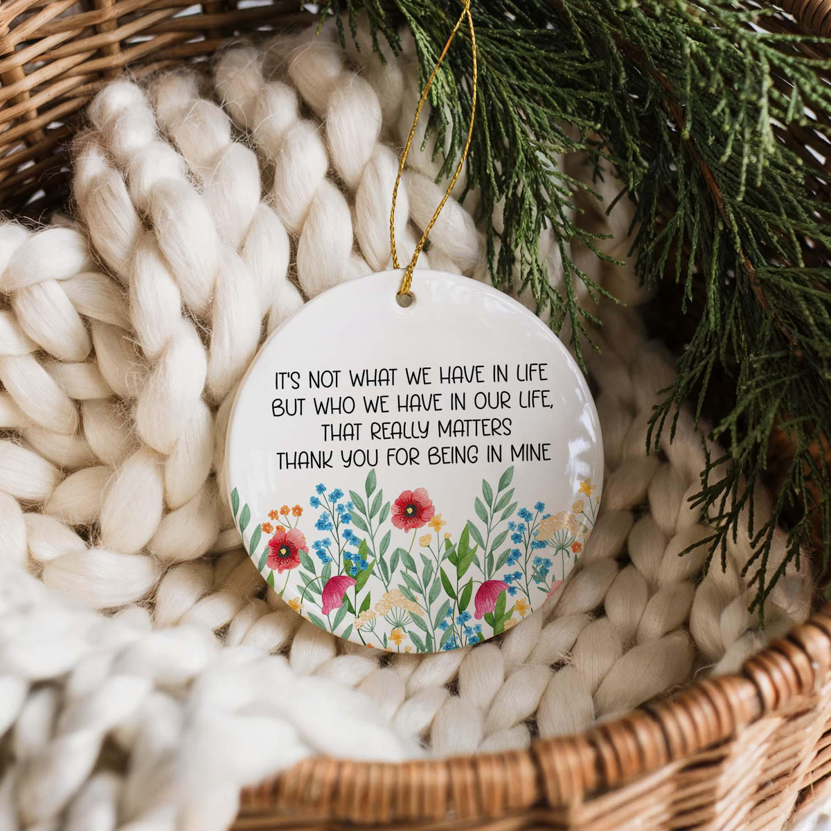 Floral Thank You For Being In Mine Ornament, Meaningful Friend Ornaments, Appreciation Keepsake