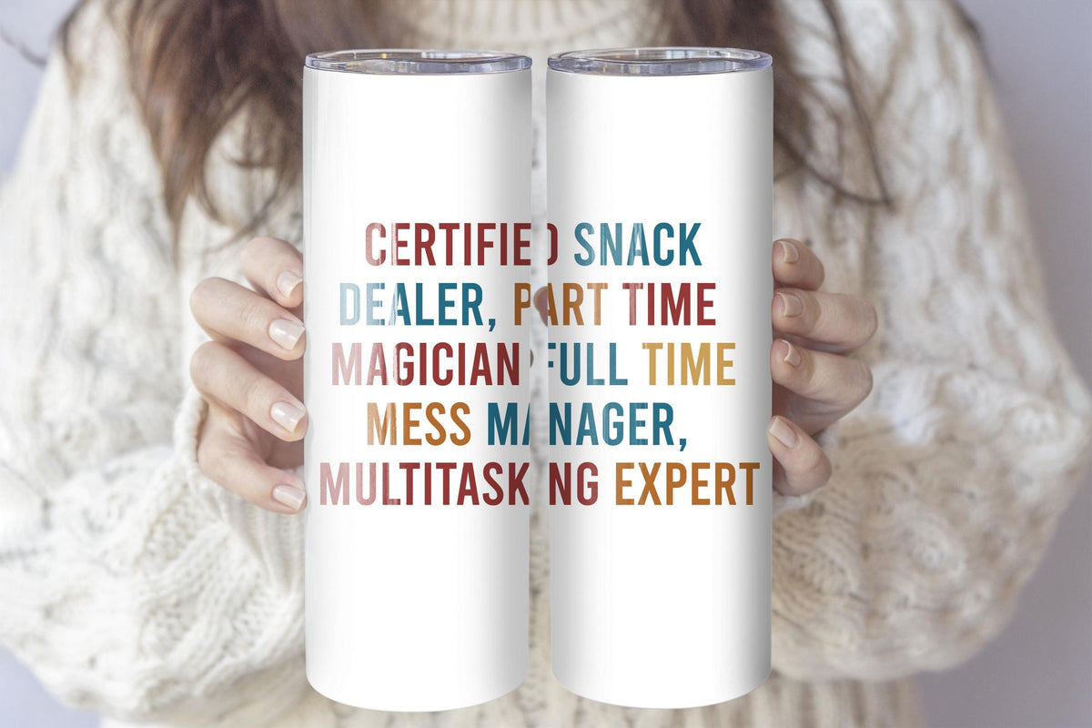 Custom Name Tiny Human Tamer Tumbler With Straw, Personalized Snack Dealer Teacher Cup