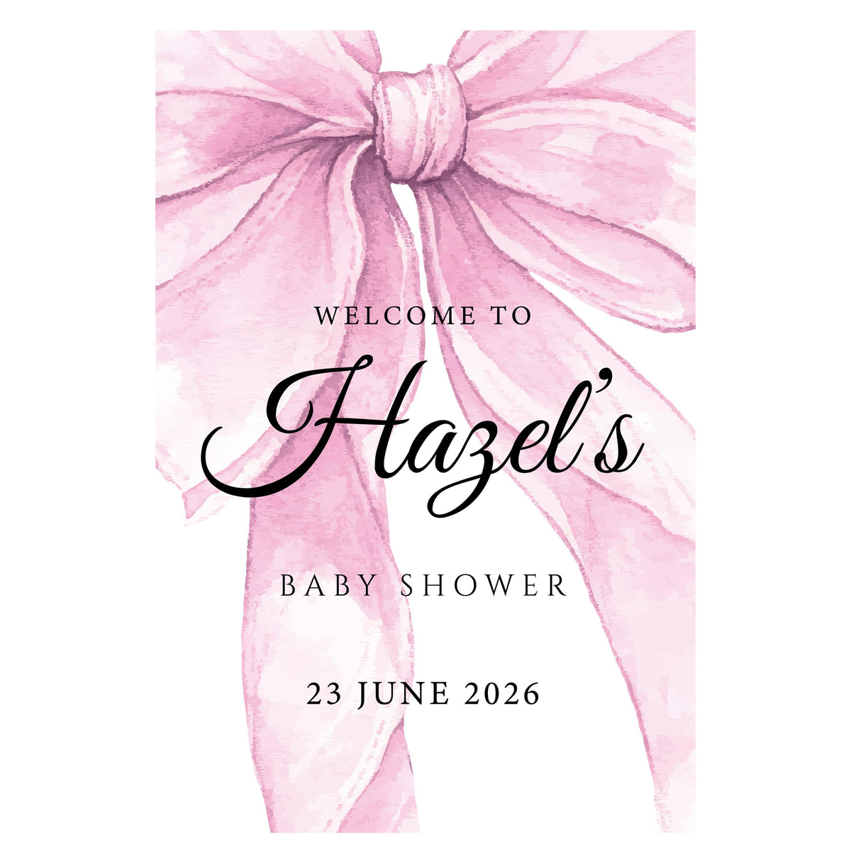 Pink Bow Girl Baby Shower Sign, Welcome Birthday Foam Board, Custom Bay Shower Stand