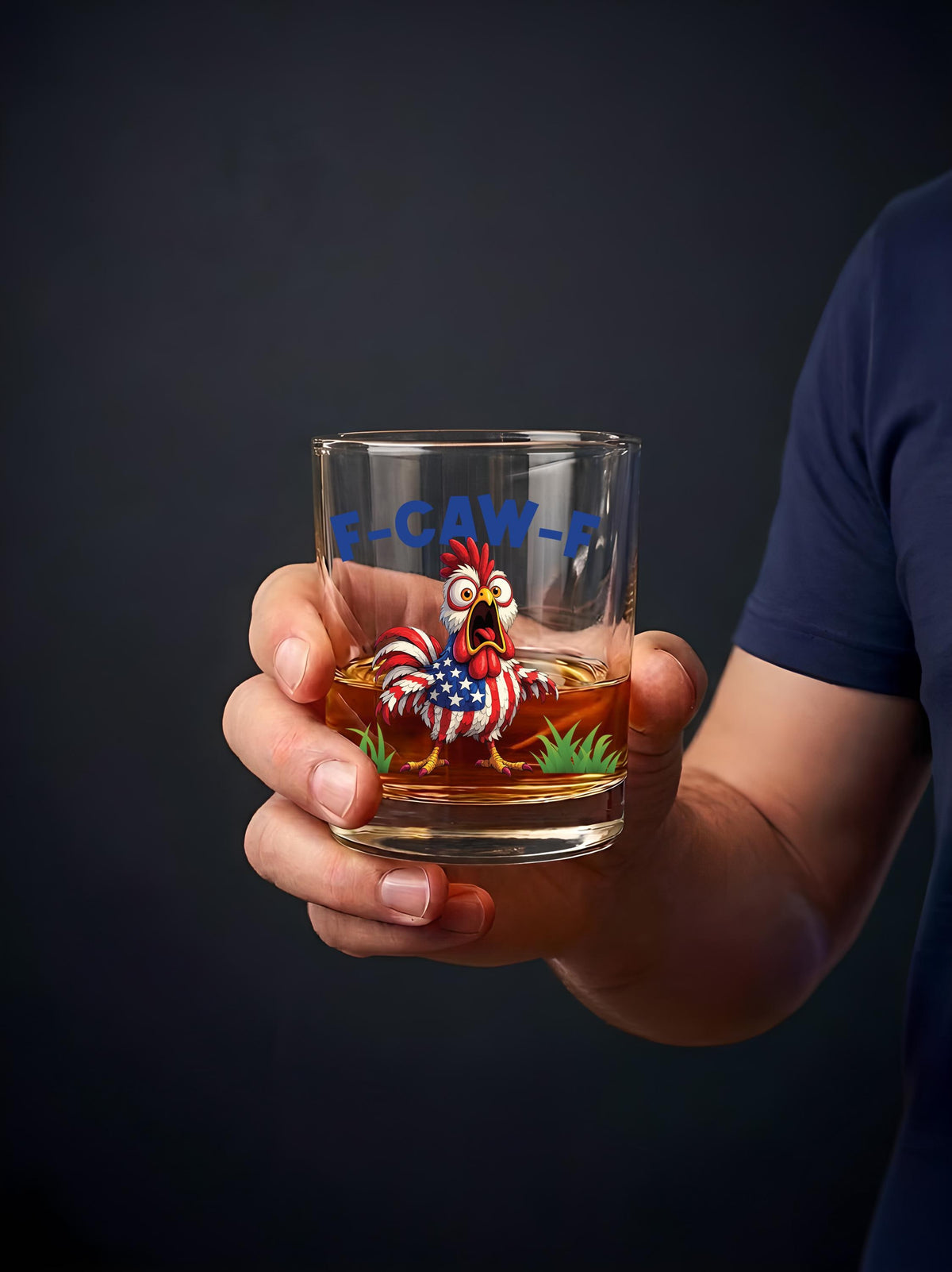 F-Caw-F Funny Rooster Beer Glass, 16oz Humorous Chicken Pint