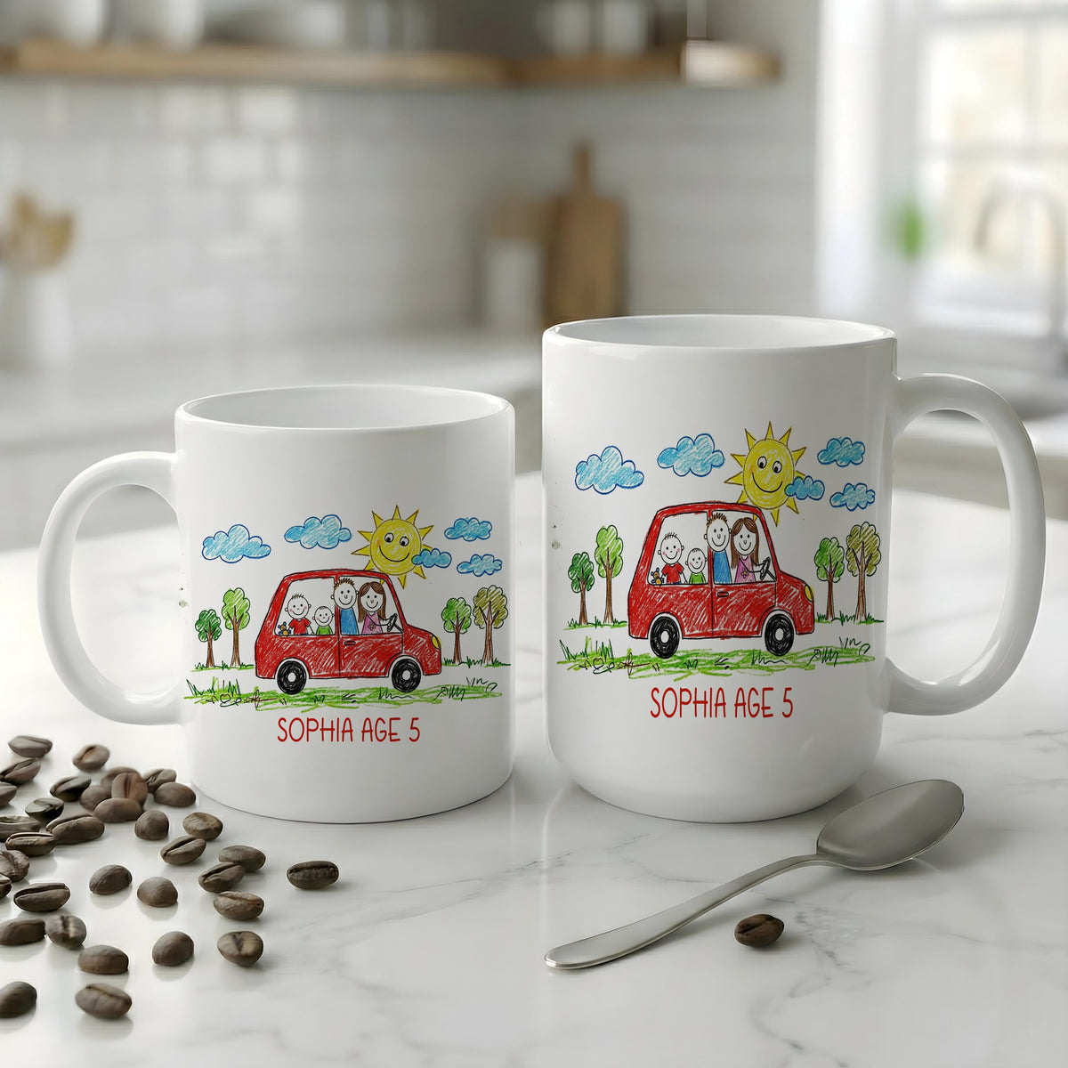 Personalized Kids Drawing Mug, Custom Child's Artwork Coffee Cup, Custom Art Keepsake