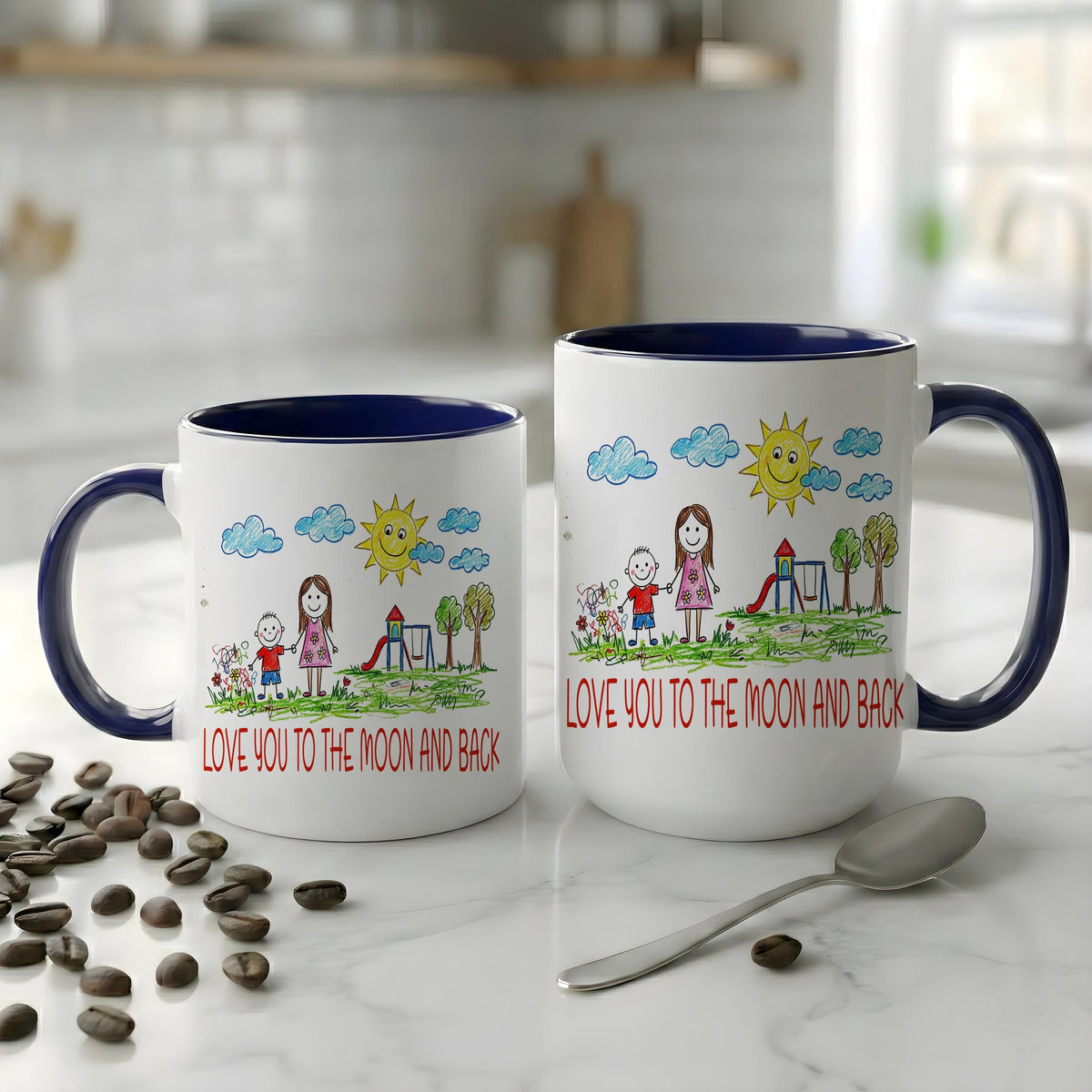 Custom Kids Drawing Mug, Personalized Child Art Coffee Cup, Unique Artwork Gift for Parents