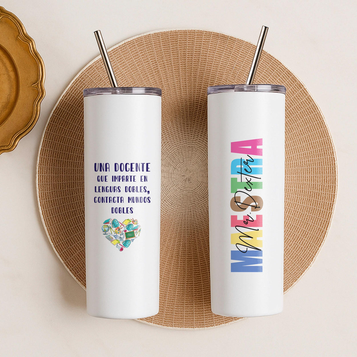 Personalized Maestra Tumbler, Spanish Teacher Gift, Insulated Stainless Steel Cup