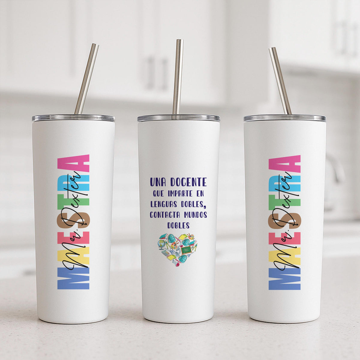 Personalized Maestra Tumbler, Spanish Teacher Gift, Insulated Stainless Steel Cup