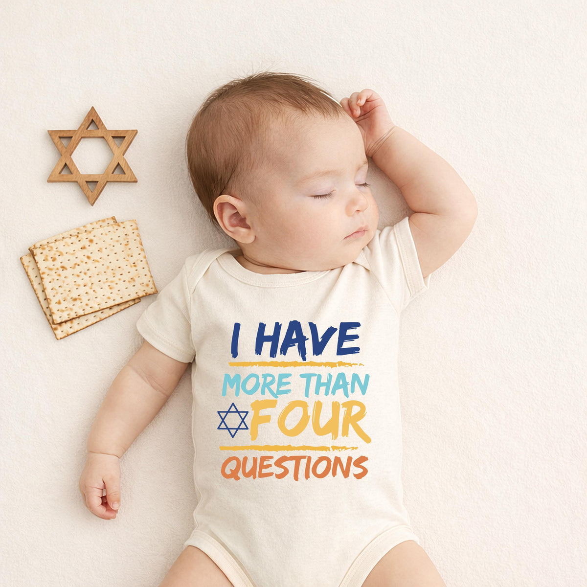 I Have More than Four Questions T-shirt, Passover Baby Bodysuit, Jewish Baby Gift Tee