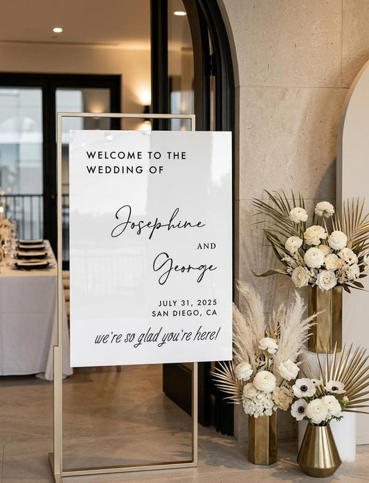 Custom Acrylic Wedding Welcome Sign, Olive Green Floral Entrance Decor