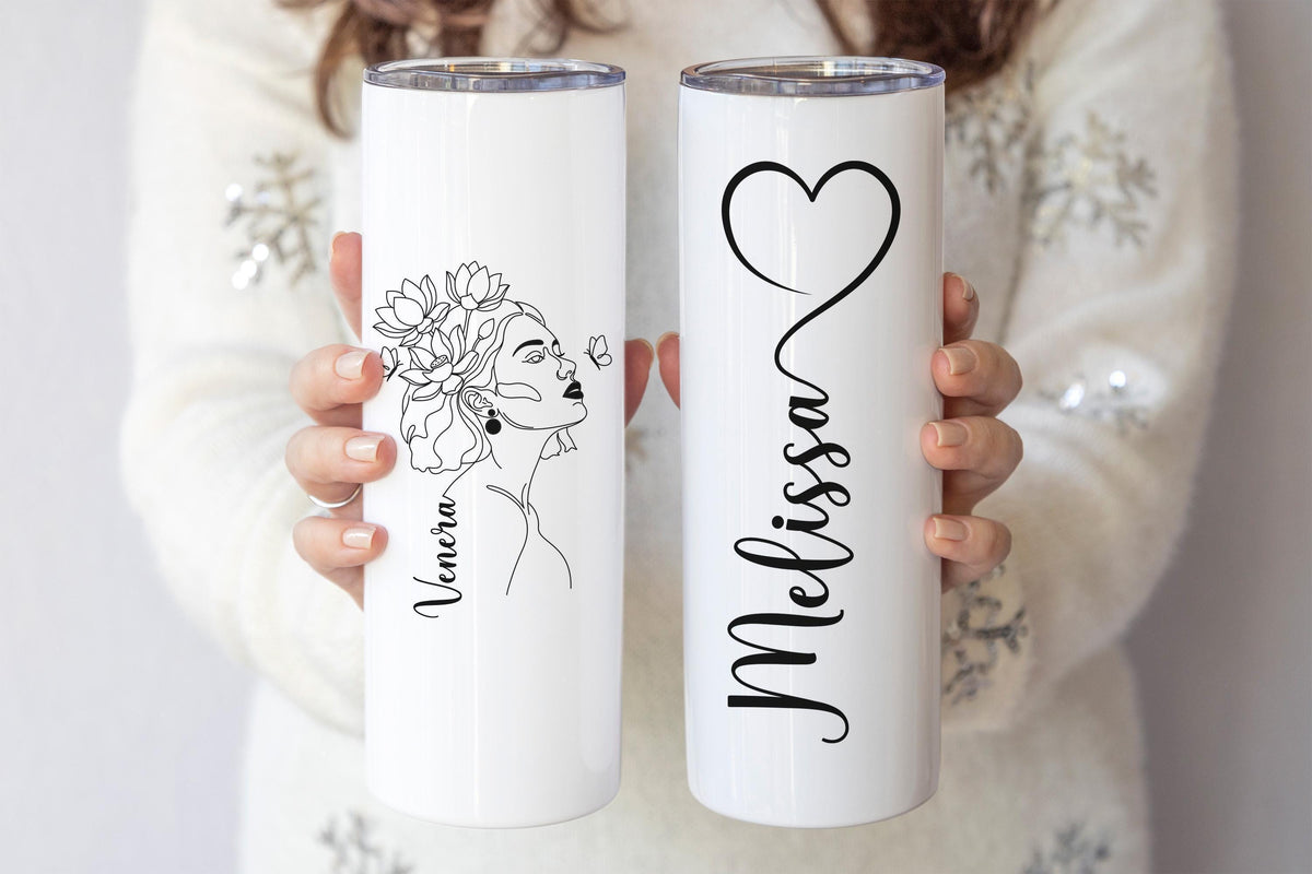 Custom Name Tumbler, Personalized Skinny Tumbler With Name, Graphic Drinkware
