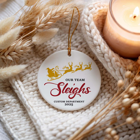 Personalized Our Team Sleights Ceramic Ornament
