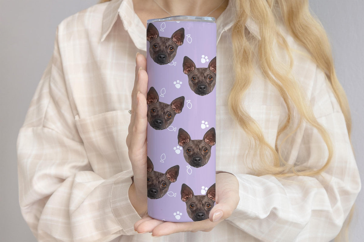 Personalized Dog Photo Tumbler, Custom Pet Face Cup, Dogs Mom Gift Tumbler, Pets Lover Skinny Tumblers