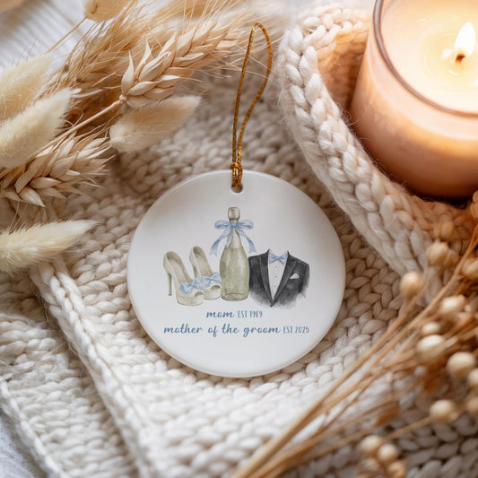 Personalized Mother Of The Groom Ornament, Wedding Celebration Keepsake For Mom