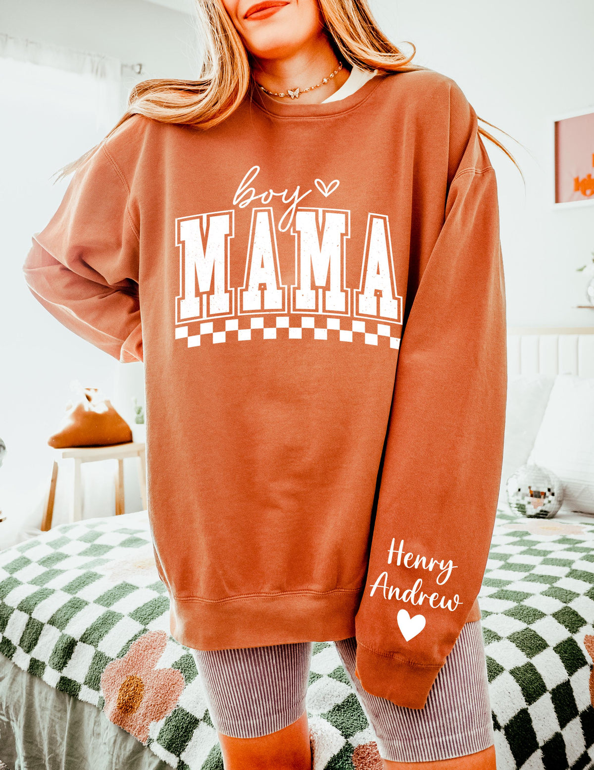 Personalized Boy Mama Shirt with Sleeve Names