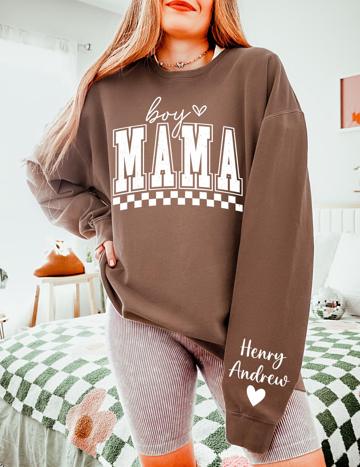 Personalized Boy Mama Shirt with Sleeve Names