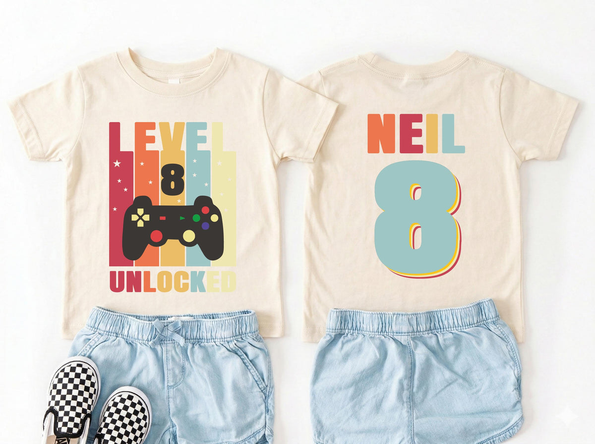 Gamer Birthday Shirt, Custom Level Unlocked T-Shirt, Gaming Birthday Boy Tee, Birthday Boy Gift