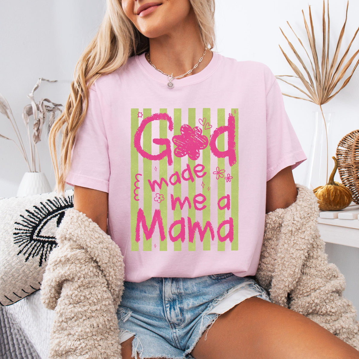 Comfort Colors® God Made Me a Mama Shirt, Christian Mom Tee, Religious Mother's Day Gift