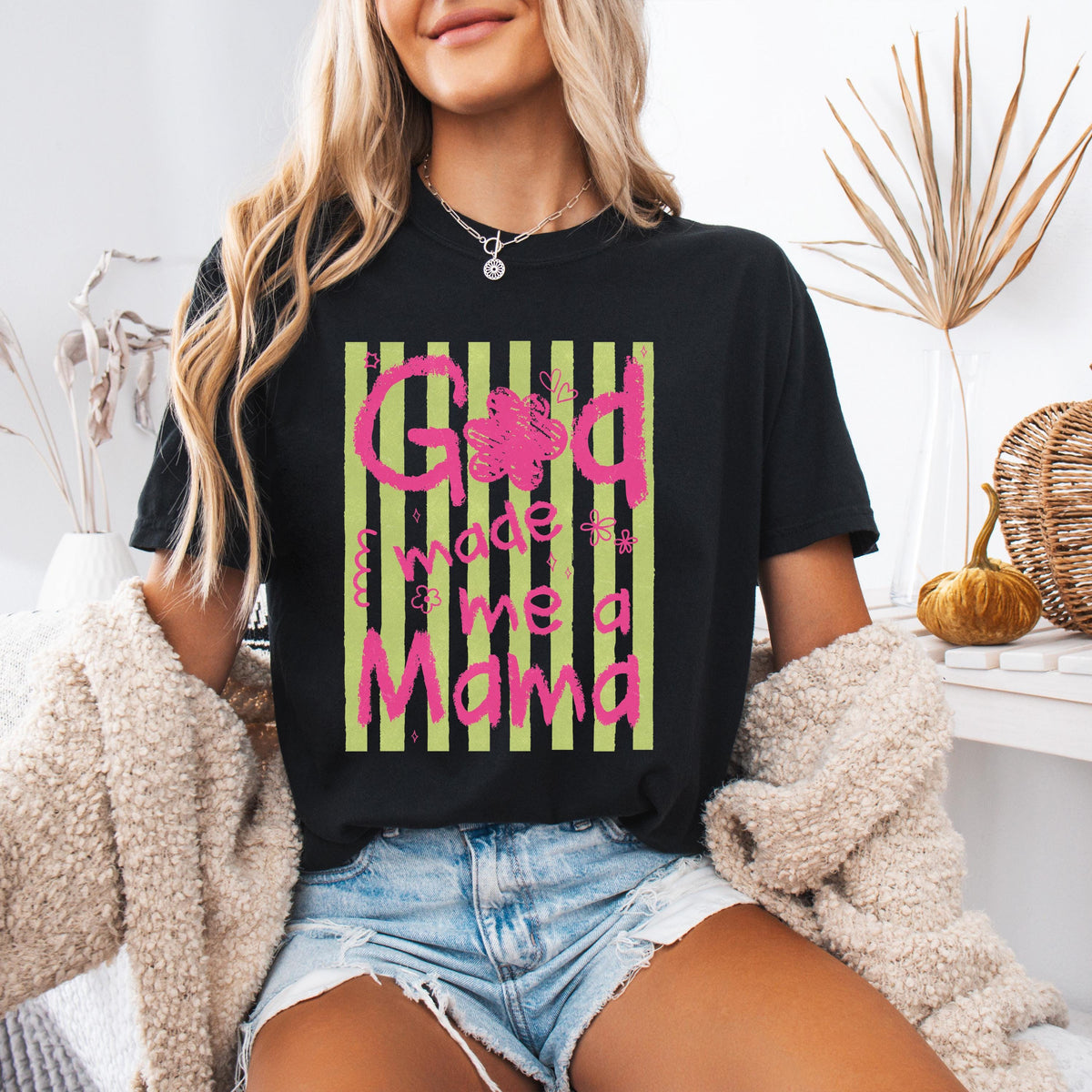 Comfort Colors® God Made Me a Mama Shirt, Christian Mom Tee, Religious Mother's Day Gift