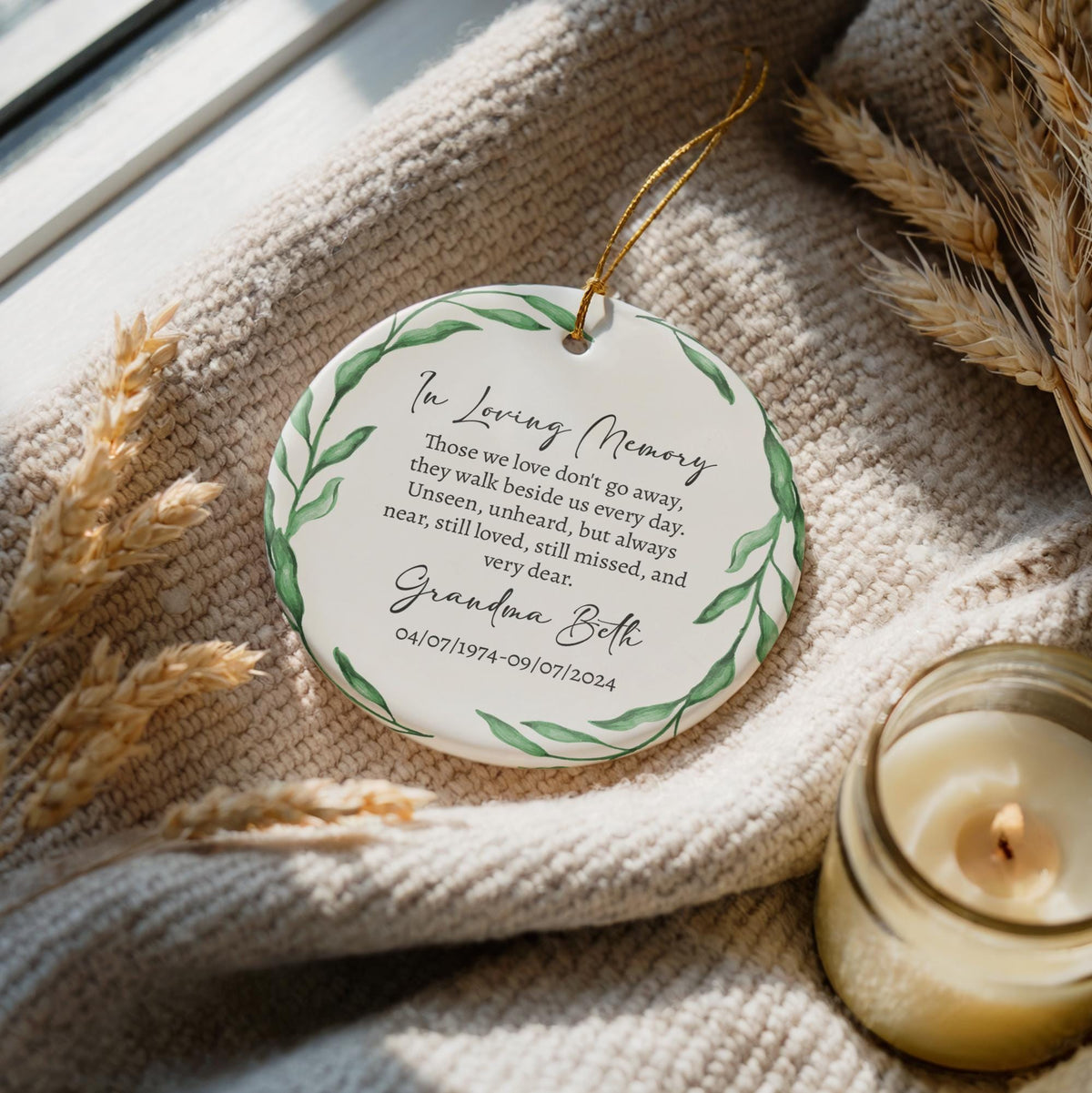 Personalized In Loving Memory Ornament, Custom Grandma Memorial Keepsake, Grandmother Loss Gift