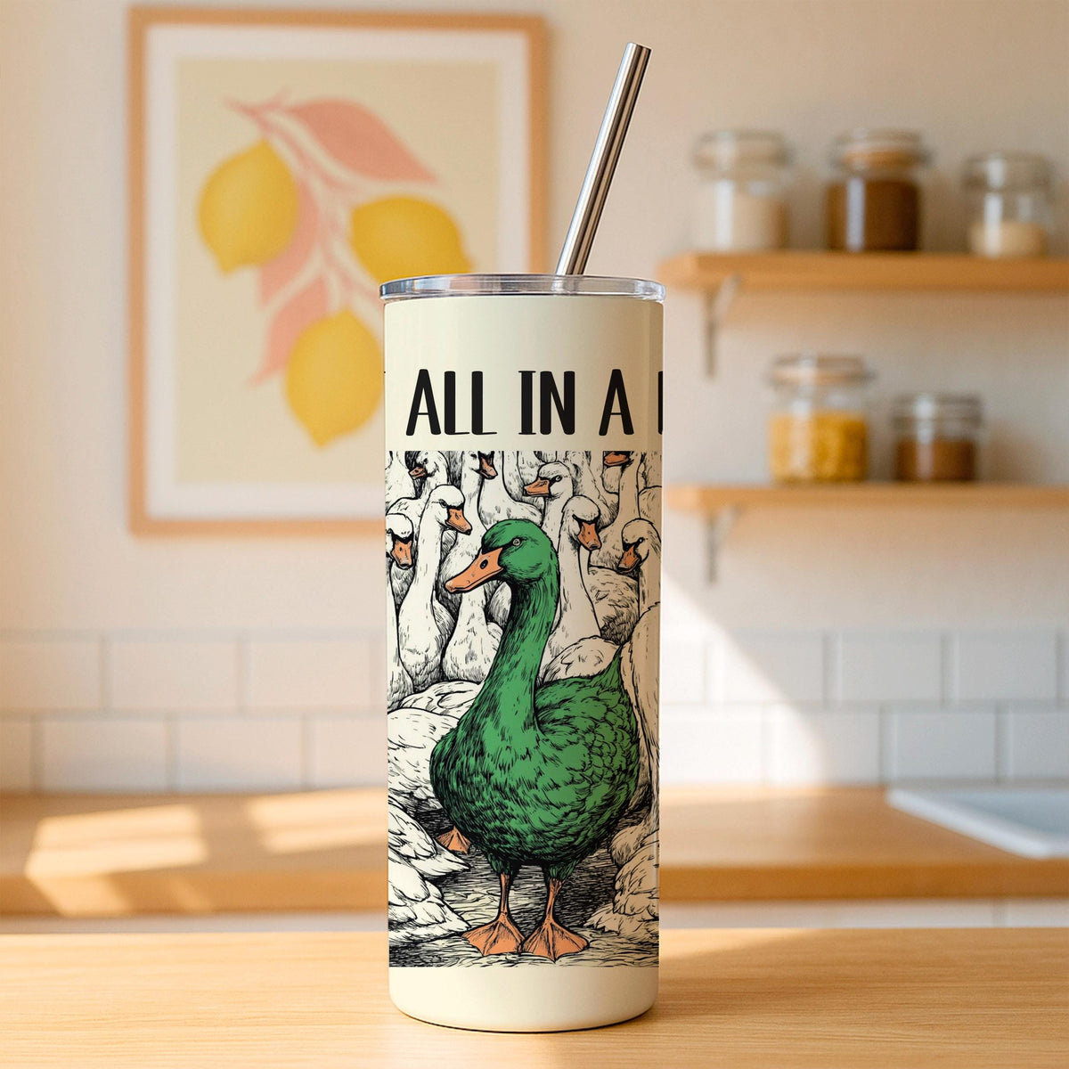 Funny Goose Tumbler, Sarcastic Coffee Cup, Stainless Steel Travel Mug (20oz)