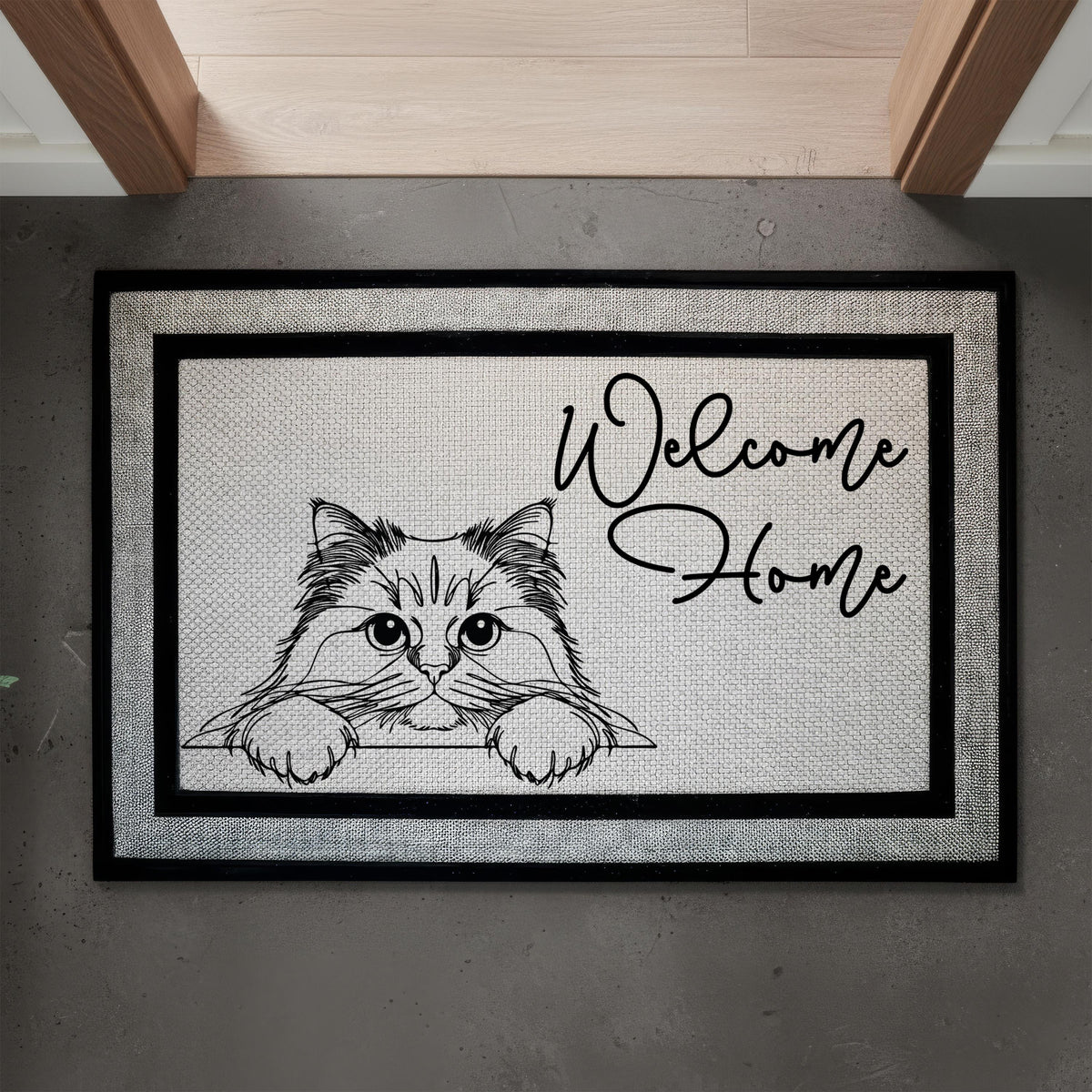 Custom Cat Breed Doormat, Pet Line Art Welcome Mat, Funny Cats Housewarming Gift, Pets Lover Front Porch Rug, New Home Present