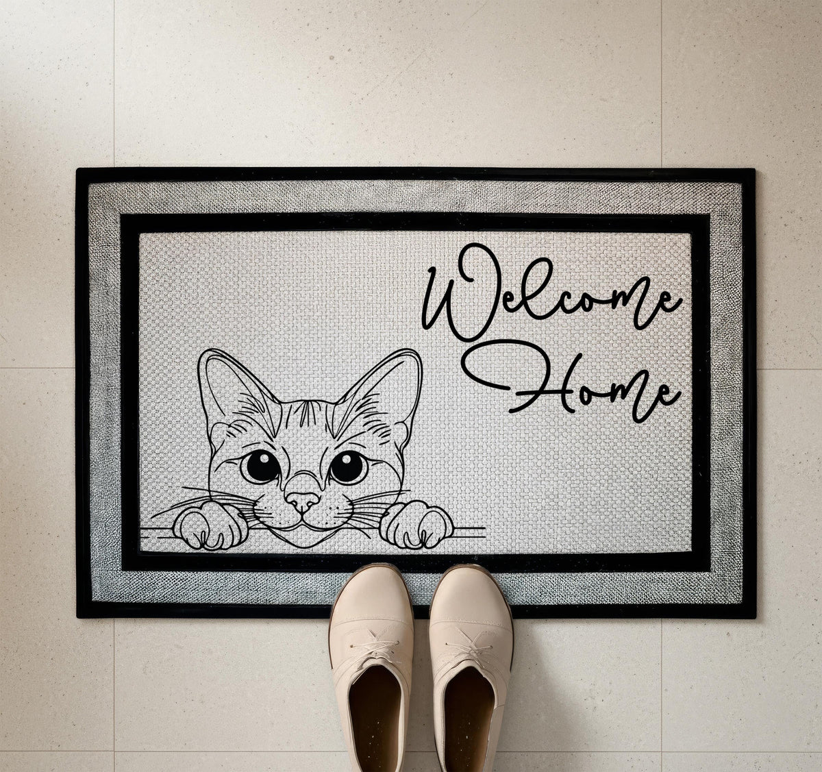 Custom Cat Breed Doormat, Pet Line Art Welcome Mat, Funny Cats Housewarming Gift, Pets Lover Front Porch Rug, New Home Present