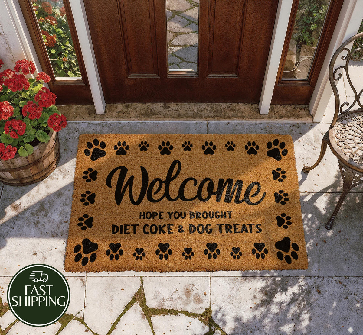 Funny Dog Owners Welcome Mat, Hope You Brought Dıet Coke & Dog Treats Doormat, Dog Family Gift