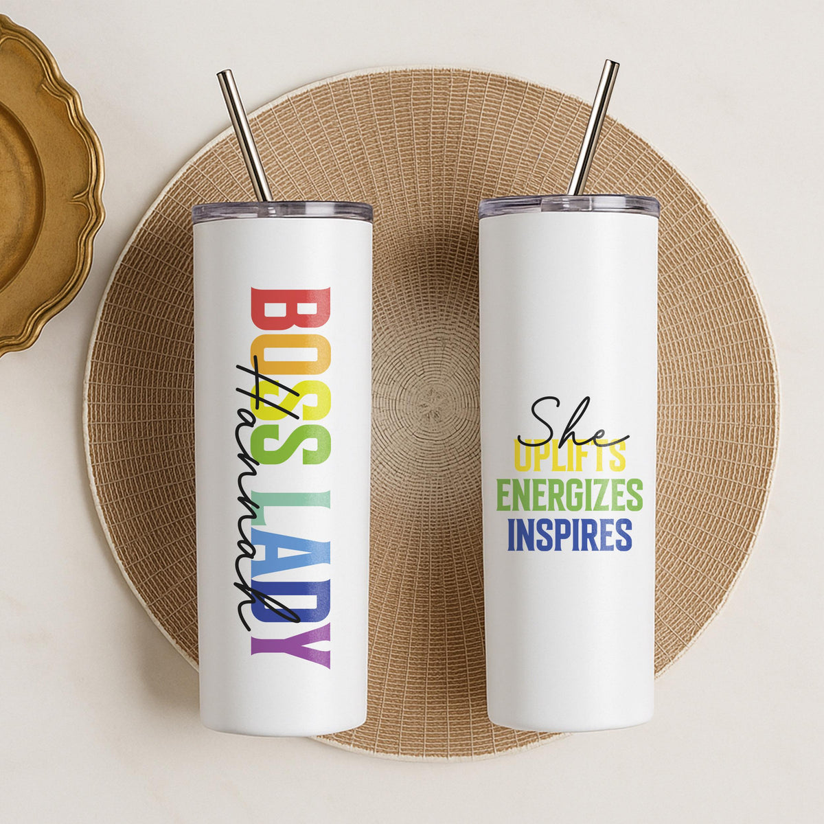Custom Boss Lady Tumbler, Motivational Stainless Steel Insulated Cup with Straw