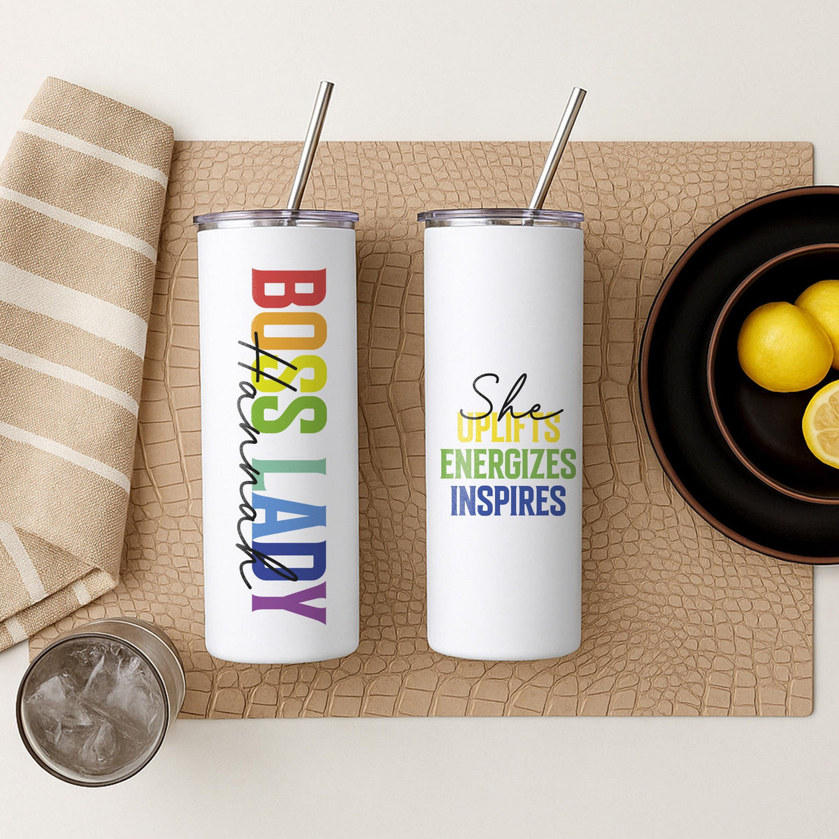 Custom Boss Lady Tumbler, Motivational Stainless Steel Insulated Cup with Straw