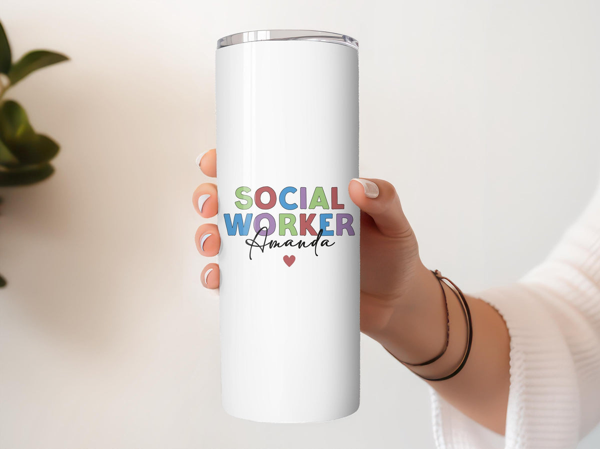 Custom Name Social Worker Coffee Tumbler, Personalized Therapist Cup, Advocate Compassion Gift