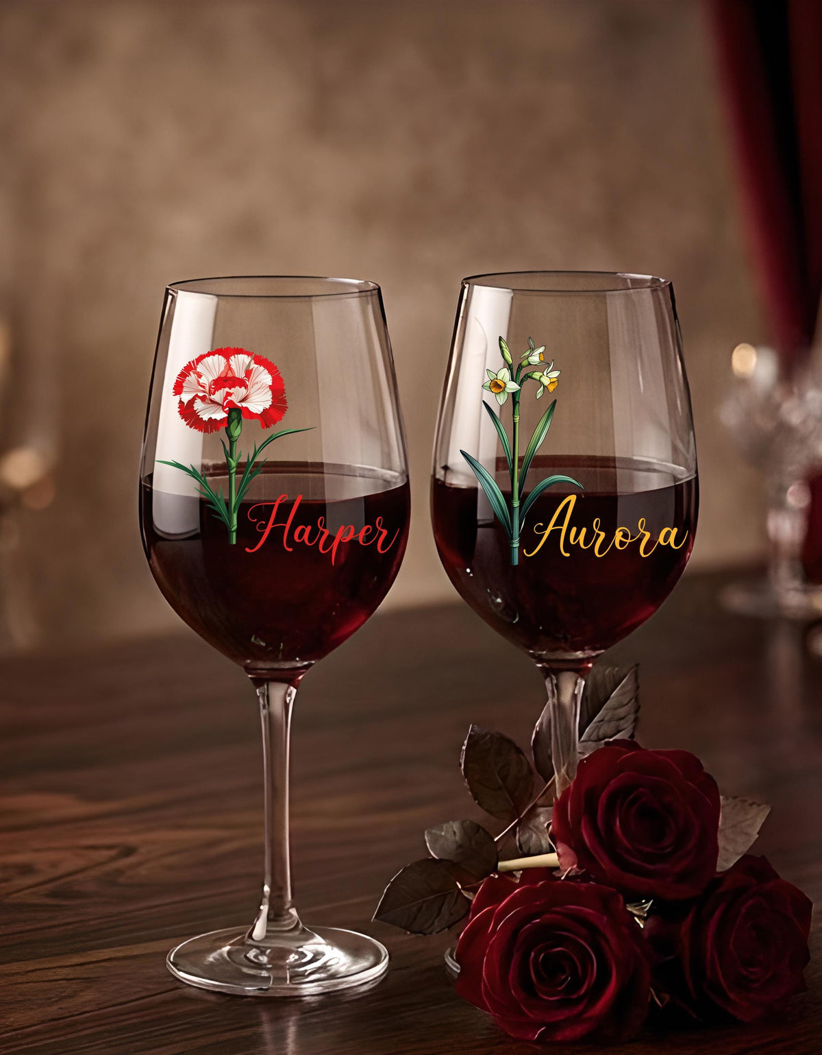 Custom Name Floral Drinking Glass, Bachelorette Party Cups, Bridesmaid Proposal Gift