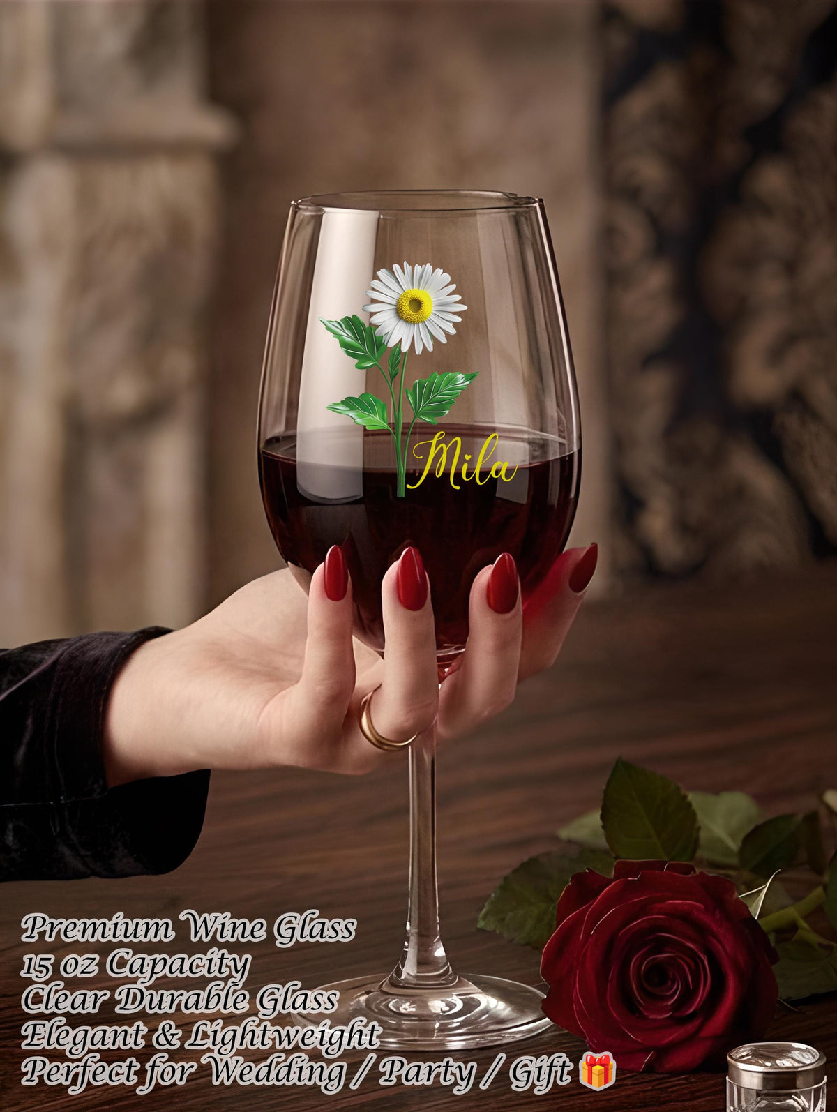 Custom Name Floral Drinking Glass, Bachelorette Party Cups, Bridesmaid Proposal Gift