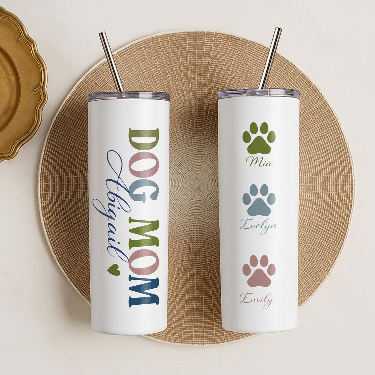 Personalized Dog Mom Tumbler, Custom Pet Name Travel Mug, Insulated Coffee Cup
