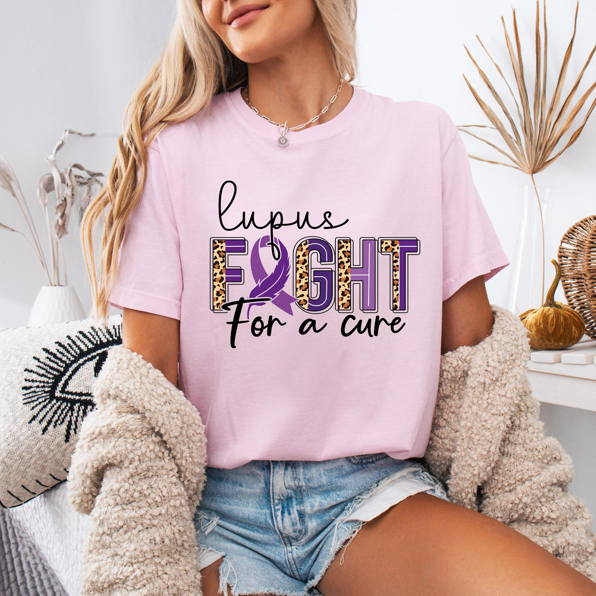 Comfort Colors® Coquette Lupus Fighter T-Shirt, Lupus Support Shirt, Lupus Awareness Gift Tee