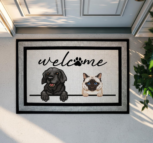 Custom Pet Face Doormat, Personalized Dog Portrait Welcome Mat, Pets Lover Housewarming Gift, Cat Owner Front Porch Rug, Home Entrance Decor